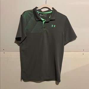 Under Armour Boys Gray and Green Polo Shirt